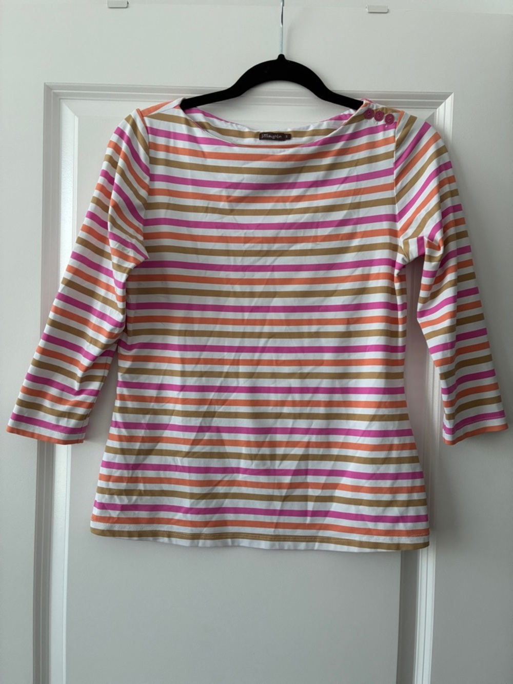 J McLaughlin Size S Striped 3/4 Length Sleeves Windsong Top